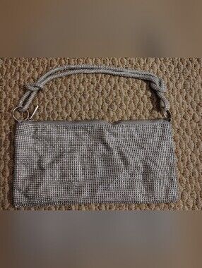 Silver Rhinestone Evening Shoulder Bag
